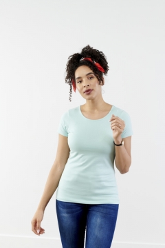 Ultimate Perfect Hem-Sleeve Scoop Tee Glacier Blue